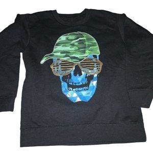 Boys Graphic Long Sleeve Pull Over Sweat Shirt- Size Med Camo Skeleton